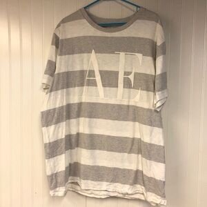 American Eagle Outfitters Gray Striped Men's Tshirt Casual Graphic XXL